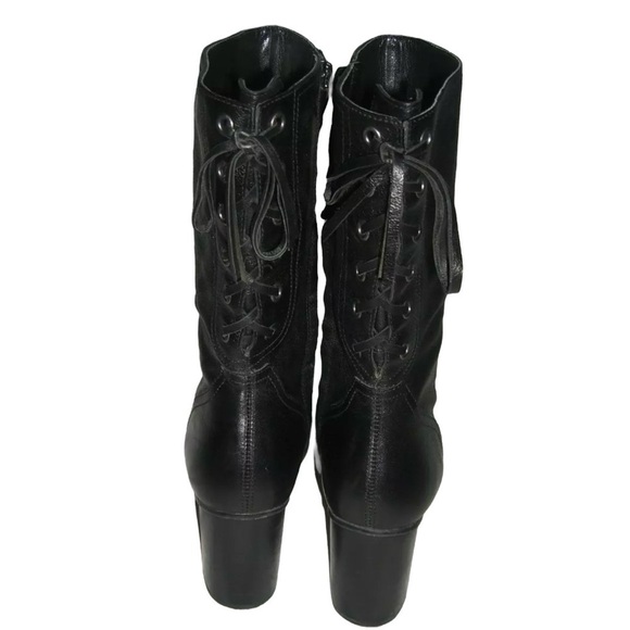 Nine West Boots Vintage 90's y2k Black Square Toe Corset Goth Witchy Bratz Doll - Picture 6 of 16